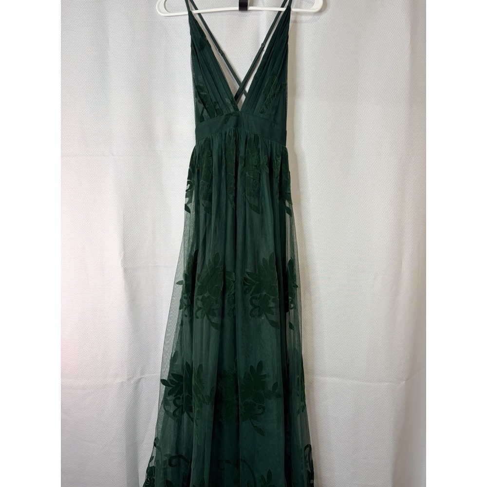 Showpo Tulle Maxi Dress Green V-Neck Formal Gown Women's SMALL